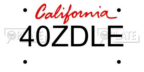 40ZDLE California License Plate