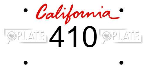 410 California License Plate
