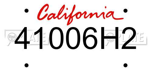 41006H2 California License Plate