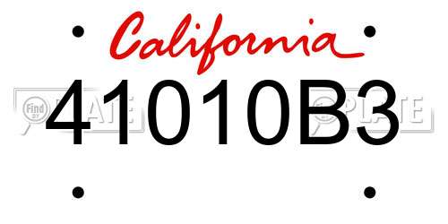 41010B3 California License Plate