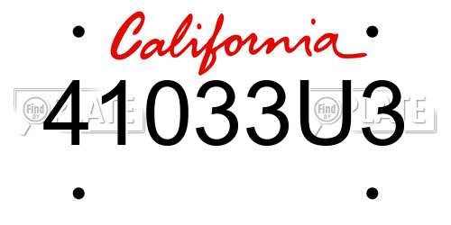41033U3 California License Plate