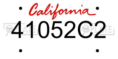 41052C2 California License Plate