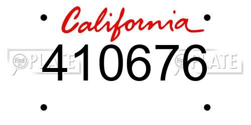 410676 California License Plate