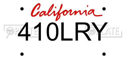 410LRY California License Plate