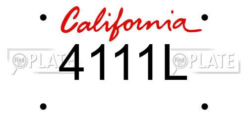 4111L California License Plate