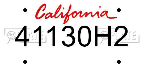 41130H2 California License Plate