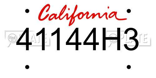 41144H3 California License Plate