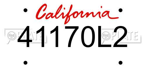 41170L2 California License Plate