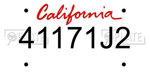 41171J2 California License Plate
