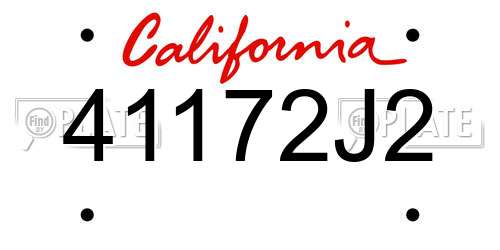 41172J2 California License Plate