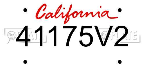 41175V2 California License Plate