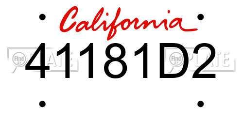 41181D2 California License Plate