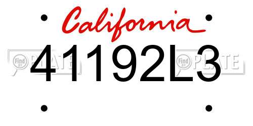 41192L3 California License Plate