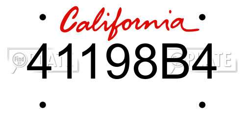 41198B4 California License Plate