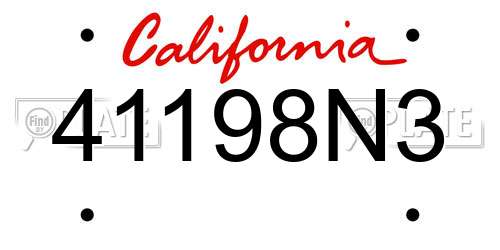 41198N3 California License Plate