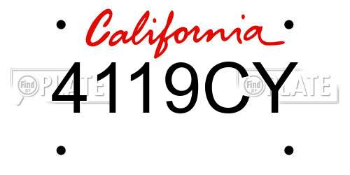 4119CY California License Plate