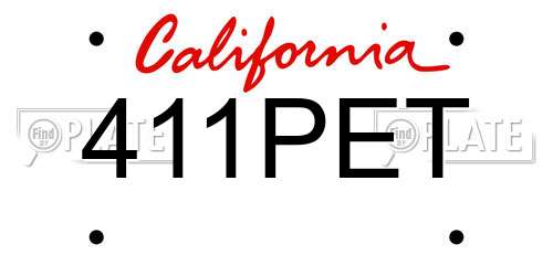 411PET California License Plate