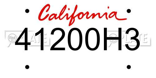 41200H3 California License Plate