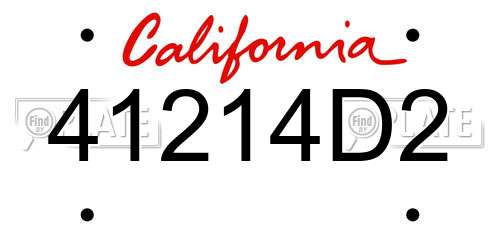 41214D2 California License Plate