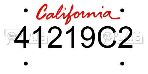 41219C2 California License Plate