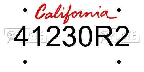 41230R2 California License Plate