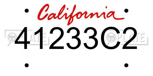 41233C2 California License Plate