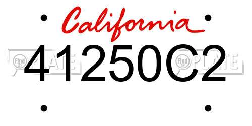 41250C2 California License Plate