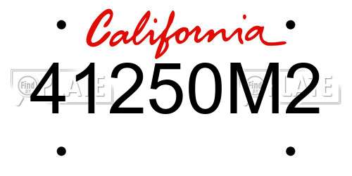 41250M2 California License Plate