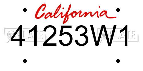 41253W1 California License Plate