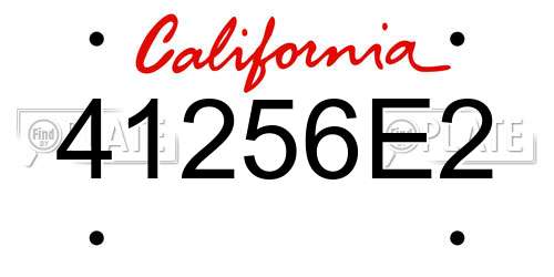 41256E2 California License Plate