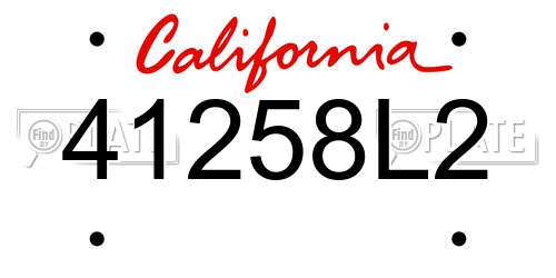 41258L2 California License Plate