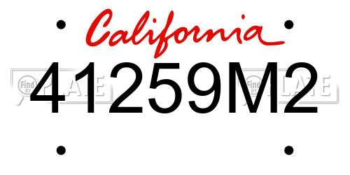 41259M2 California License Plate