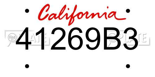 41269B3 California License Plate