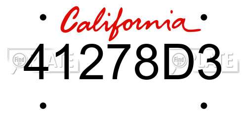 41278D3 California License Plate