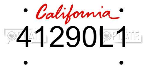 41290L1 California License Plate