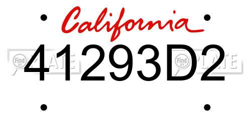 41293D2 California License Plate