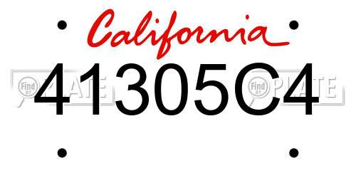41305C4 California License Plate