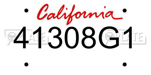 41308G1 California License Plate