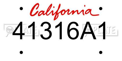 41316A1 California License Plate
