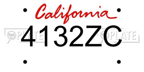 4132ZC California License Plate