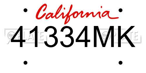 41334MK California License Plate