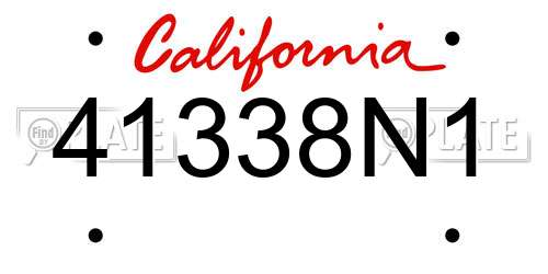 41338N1 California License Plate