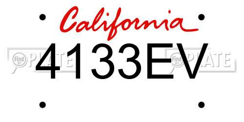 4133EV California License Plate