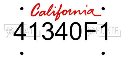 41340F1 California License Plate