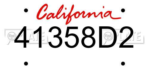 41358D2 California License Plate