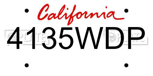 4135WDP California License Plate