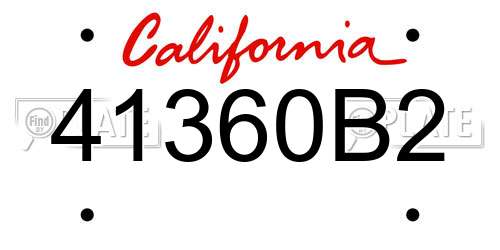 41360B2 California License Plate