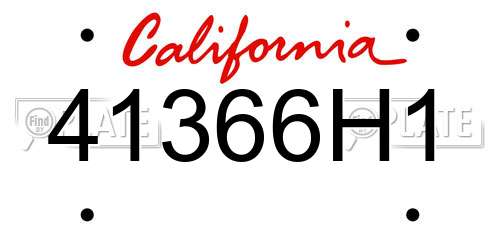 41366H1 California License Plate