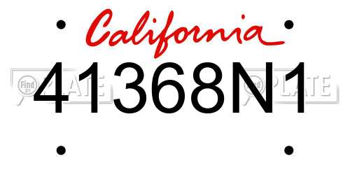 41368N1 California License Plate