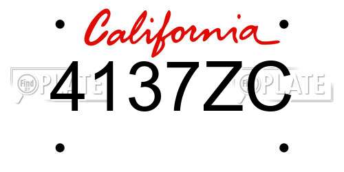 4137ZC California License Plate